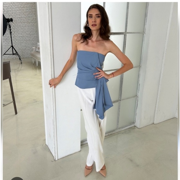 Zara Blue Strapless Crop Top - Picture 13 of 16